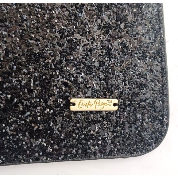 NEW Charlie Paige Blk Glitter Sparkle Wristlet Slim Pouch Zip Top 8X5 - Picture 2 of 6
